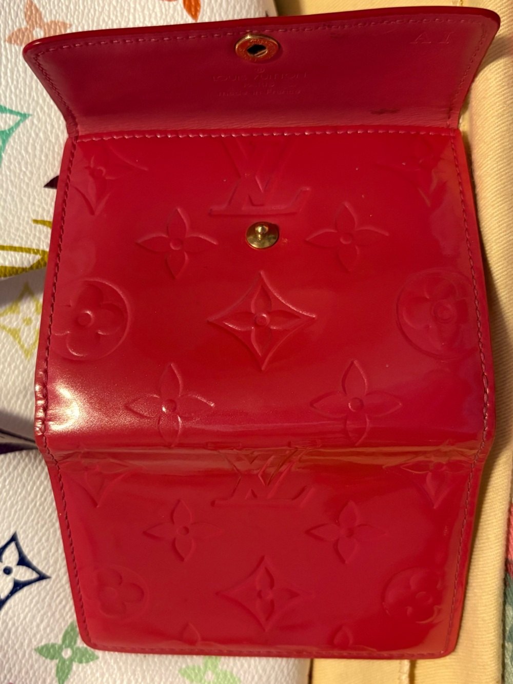 Louis Vuitton LV Vernis Coral Red Ludlow Compact Wallet Authentic - Picture 6 of 6